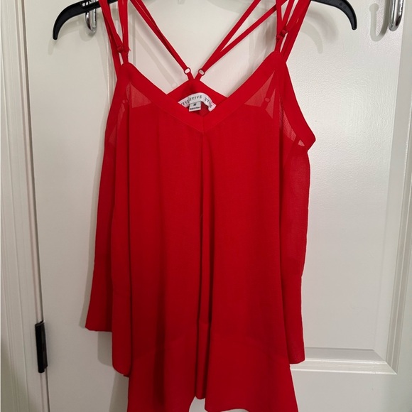 HYFVE Tops - HYFVE Red Sleeveless Asymmetrical Camisole